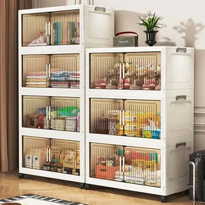 No-assembly storage cabinet for home, multi-layer, multifunctional, suitable for kitchen, bedroom, and living room, plastic movable storage cabinet
