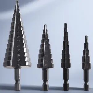 High-Speed Steel Step Drill Bit Set Nitride Coated for Metal Wood 4-32mm Precision Drilling Heat-Resistant Anti-Slip Professional Auto Repair Construction Carbide Reinforced Durable Multi-Size Hole Expander Kit Drill Bits Set