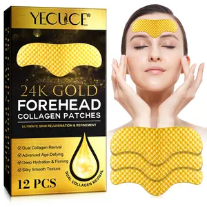 【live】12 Pcs 24K Gold Forehead Wrinkle Patches with Collagen, Aloe & Vitamin E for Deep Hydration & Firming