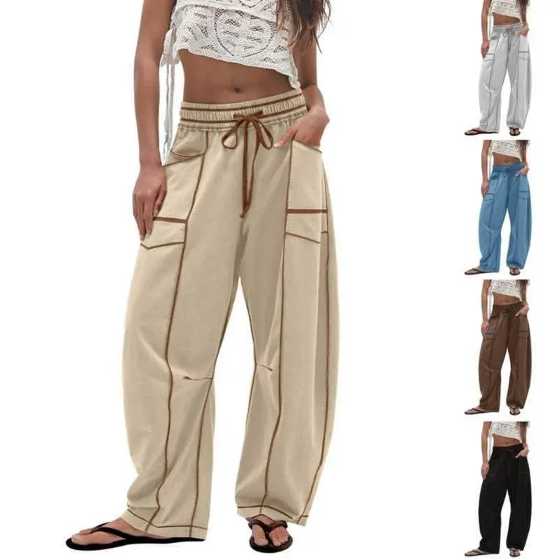 Womens Barrel Sweatpants Baggy Pants Wide Leg Pants Drawstring Lounge Sweats lodge barrel leg sweatpants High Waisted Workout Sets Women Can be used with raincoat