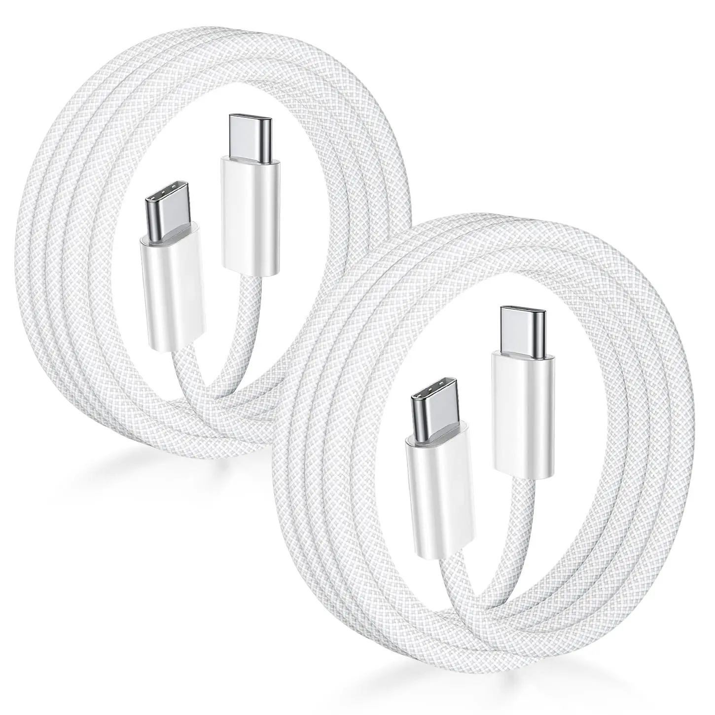 USB-C to USB-C Cable 6FT 2-Pack 60W (3A) Type C Charger Cable, Fast Charging Braided Cord, Compatible with iPhone 17/17 Air/16/15/15 Pro/15 Pro Max/15 Plus, iPad Pro 2020, iPad Air 4, Samsung Galaxy S23