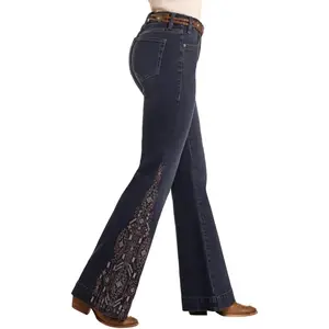 ROCK&ROLL AZTEC MID RISE TROUSER DARK JEAN BW5MD05331