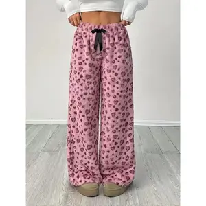 Women's heart-shaped faux fur wide leg pants, casual casual casual pants, casual loose fit, soft and comfortable fabric, autumn and winter fashion, home wearRAIMENTRY