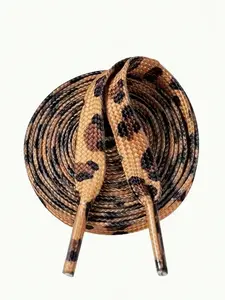 Animal Print Shoe Laces Set, Leopard Pattern, Thin Flat Design, Vibrant Colors, Fun and Cool Style, Perfect for Low Top Sneakers