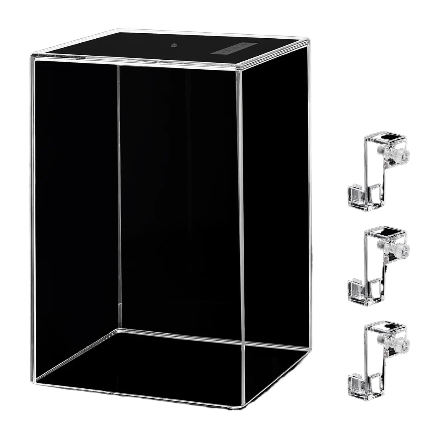 Okllen Single Small Transparent PC Acrylic Negative Pressure Hanging Aquarium Tank - 19*12cm, 360° View, Auto-Refill Tech, Fish Elevator, Low-Maintenance Water Level, Space-Saver, Expands Fish Activity Area, All Seasons Home Aquarium for Bettas/Guppies