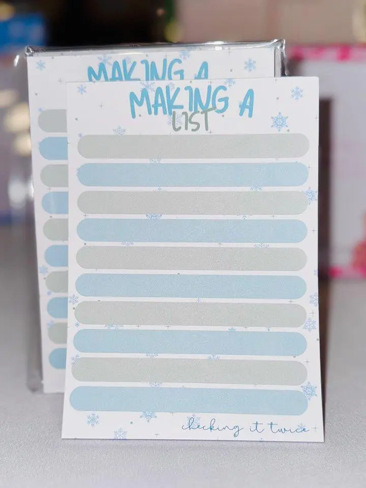 Making a List Tear-Away Notepad 4.5x6 Size 50 Festive Holiday Sheets Thick Chipboard Backing Perfect for To-Do Lists & Gifting
