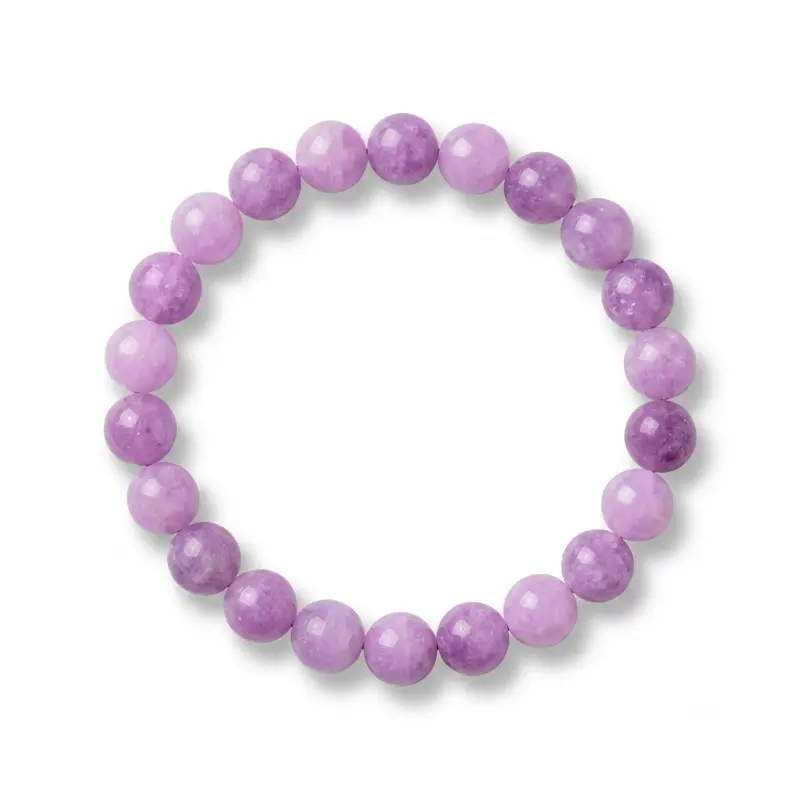 Purple Agate Beaded Stretch Bracelet - Dyed Natural Stone Jewelry