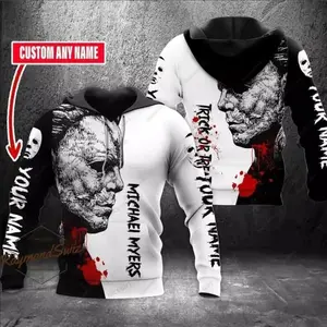 Michael Myers Horror Nightwear Hoodie, Kids & Adults Vintage Slasher Graphic, Unisex Halloween Movie Sweatshirt, Classic Boogeyman Fan Outfit