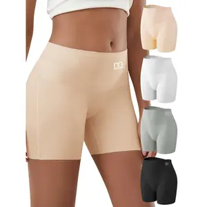 QUASTI Women's 4PCS High-Waist Seamless Shorts - Smooth, Polyamide, Soft, Stretchable Lightweight Skin-Friendly Fabric, Hip Lifting, Solid-Color Women's Clothes, S-XXL Underwear for Confident Everyday Wear