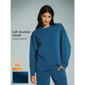 GLOWMODE Modal Fleece Soft Warm Oversized Long Sleeve Sweatshirt Daily Casual Fall Winter