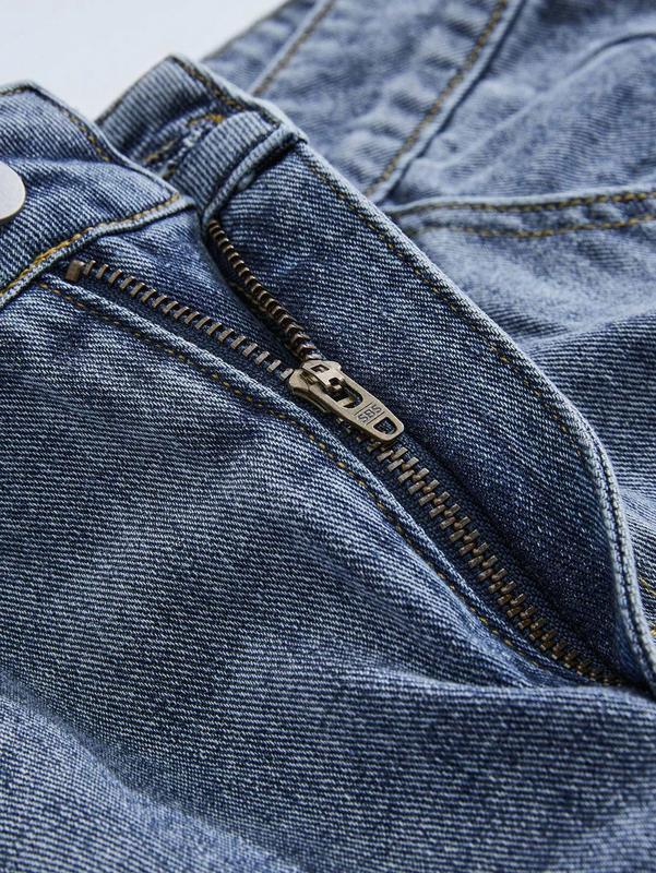 Frayed Hem Star Spring To Summer Pattern Wide Leg Jorts Denim Shorts with Pocket