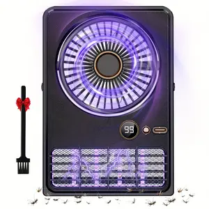 Rechargeable 2 in 1 Fan Mosquito Killer Lamp with Light - Portable Camping and Home Desk Fan, Wall Mountable, LED Battery Display