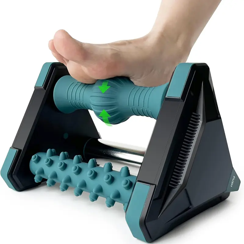 DRwiik 3-in-1 Design Foot Massager - Body Care Reflexology Tool with Removable Ice Pack, Foot Roller for Circulation, Heel & Neuropathy Pain Relief, Green (Sports & Outdoor Fitness Balance Training Equipment)
