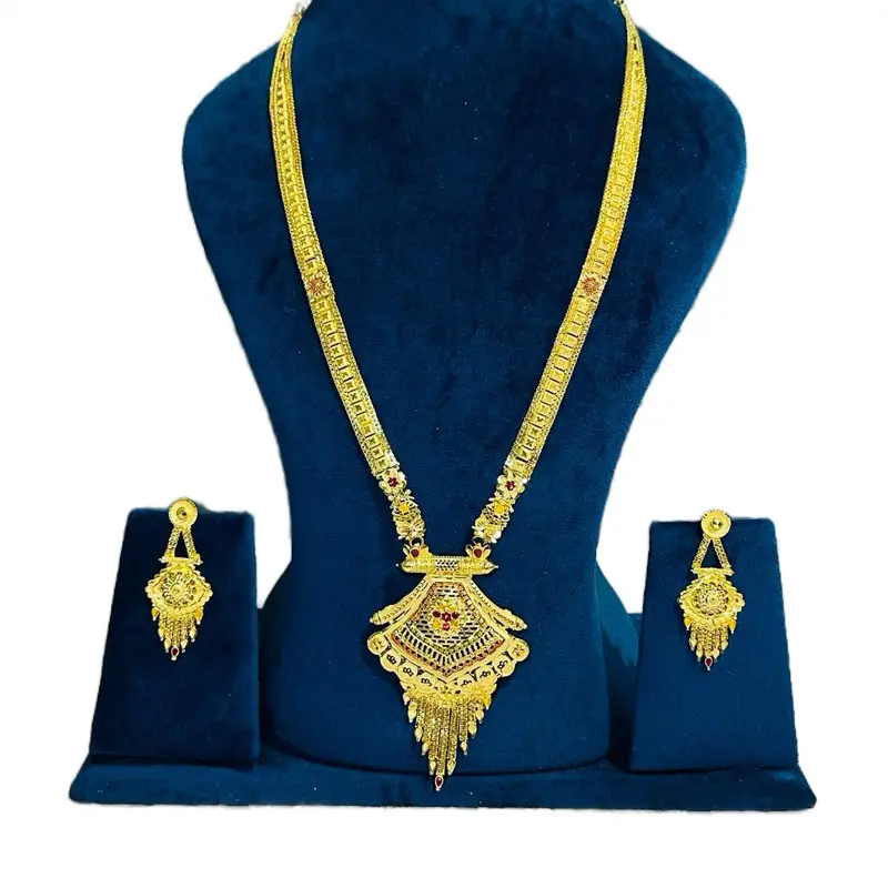 Indian Necklace Set with Earrings - Gold-Tone Decorative Jewelry Set for Indian Style Accessories
