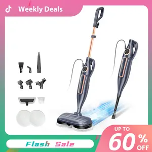 [WeeklyDeals]DEVOAC VM6 Electric Rotating Steam Mop & Household Steam Cleaner, 10-in-1 Steam Mop, 3 Adjustable Steam Levels,Floors Clean, Kitchen, Tiles, Walls, Cabinets, Gaps; Fast Heat-Up, Removes Grease and Grime, Multi-Purpose Cleaning Tool