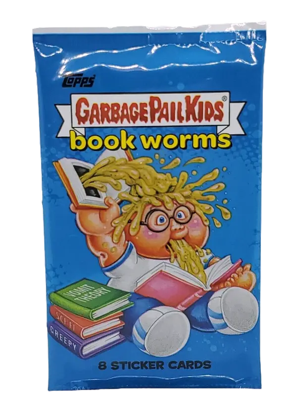 2022 Topps Garbage Pail Kids Book Worms Retail Pack - 8 Sticker Cards, All-New Artwork, Autographs, Funny Stickers, Gags, Iron-On Patches, Sketch Cards, 8 Cards
