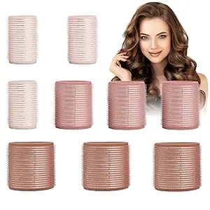 9PCS Self-Grip Hair Rollers Set - Aluminum Core Curlers for Volume & Waves Heatless Styling No Clips Needed Easy Use for Thin to Thick Hair