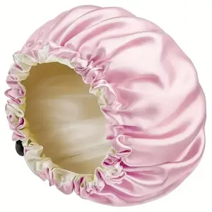 SatinBonnetSilkyBonnetForCurlyHairLargeDouble-LayerAdjustableBonnetForSleepingBonnetsForWomen Haircare Heatless
