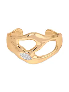Ettika Statement Luxe Cuff 18k Gold Plated Cubic Zirconia Bracelet 1.85 x 2.28 Inches Opening 1.10 Inches