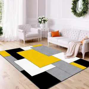 Velvet soft and comfortable patterned printed carpet, Geometric Pattern Rug, suitable for multiple scenarios, available in various sizes, soft and non-shedding.