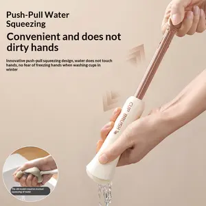 2-in-1 Long Handle Cup Brush with Self-Wringing Squeezer, Multifunctional Bottle Cleaner for Baby Bottles, Tumblers & Glassware, Deep Cleaning Kitchen Tool