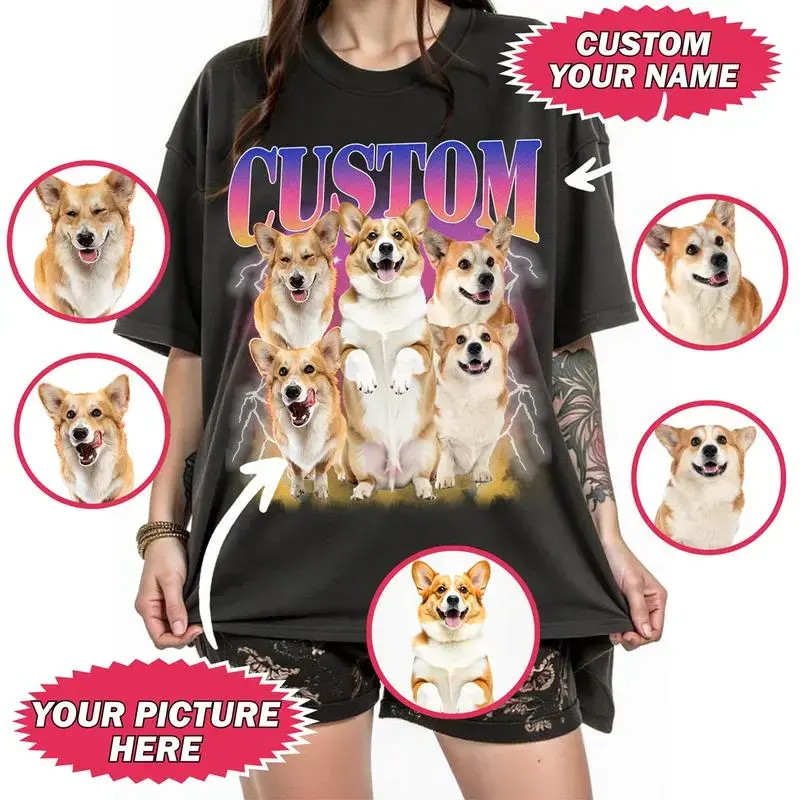 Custom Your Pet T-Shirt, Personalized Pet TShirt, Vintage Custom Dog Shirt, Custom Photo Shirt, Pet Photo Shirt, Ideal for Pet Lovers