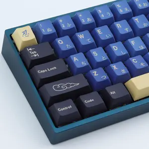 PBT Keycaps 119 Keys Blue Samurai Keycaps Dye-Sublimation Ninja PBT Keycap Set Cherry Profile Custom Keycaps for Cherry Gateron MX Switches Mechanical Keyboards US Layout