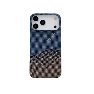 Luxury Ultra-Thin Carbon Fiber Texture Matte Hard Case, Shockproof Kevlar Feel Phone Cover for Apple iPhone Series, Fashionable Full Protection For iPhone 17 Pro max/16/15/14/13/12 11 Pro Max Plus