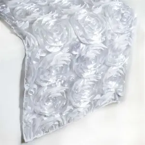 Rosette Satin 14"x108" Table Runner White - Stylish Grandiose Fabric Runner