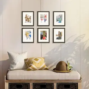 8x10 Picture Frame Set of 5 Display Pictures 5x7 with Mat or 8x10 Without Wall Gallery Photo Frames Black Safe HD Plastic Collage Frames Easy Mounting