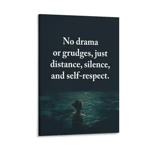 No Drama Motivational Canvas Painting Wall Art Poster, Minimalist Quote Modern Decor for Living RoomOffice, Positive Gift for Self Care And Mindfulness Canvas Poster Bedroom Decor Office Room Decor Gift Frames Ornaments Artistic Decoration Print Photo