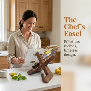 Wooden Recipe Rack for Home Kitchen, Menu Display Stand, Book Holder for Study Desk, Wall-Mounted Reading Organizer