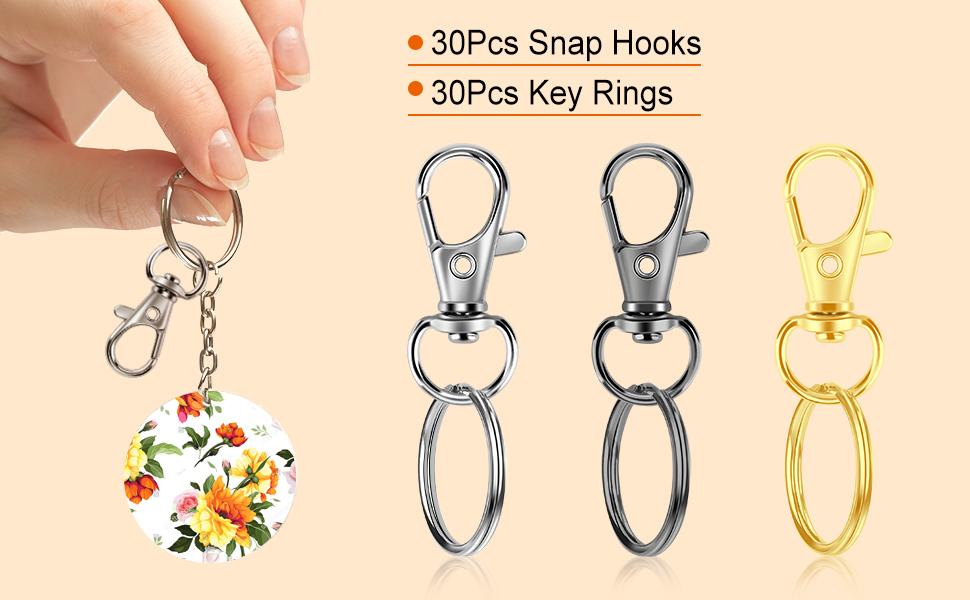 Mother Day Gift 60PCS Keychain Making Kit, Including 30PCS Keychains Clips Hooks and 30PCS Key Chain Rings, Lobster Claw Clasps with Keychains Rings Accessories for Jewelry Making