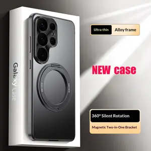 Samsung Galaxy S26 Ultra Case Cover, 360° Rotating Stand, Lens Protection, PC Back + Aluminum Frame, Thin Magnetic Charging, Free Screen Protector