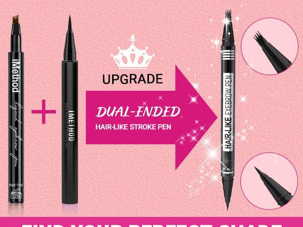 iMethod Eyebrow Pencil, Hair-like Eyebrow Pen, 2-in-1 Waterproof Brow Pen with 4 Tip, with Dual-ended Eyebrow Brush, Cosmetic