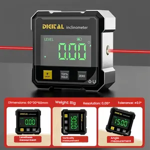 Rechargeable Magnetic Digital Angle Finder with Dual Laser Guide, 360° Full-Side Magnetic Base, Electronic Angle Measuring Tool for Woodworking, Carpentry, Construction, Machinery & DIY Projects