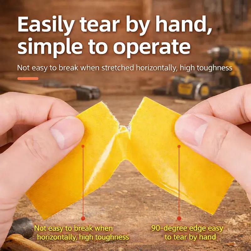 Single yellow lined double-sided tape, high viscosity seamless soft cloth adhesive tape for household industrial use, waterproof heavy-duty double-sided mesh tape, easy to tear and residue free, multi-purpose installation and fixing tape