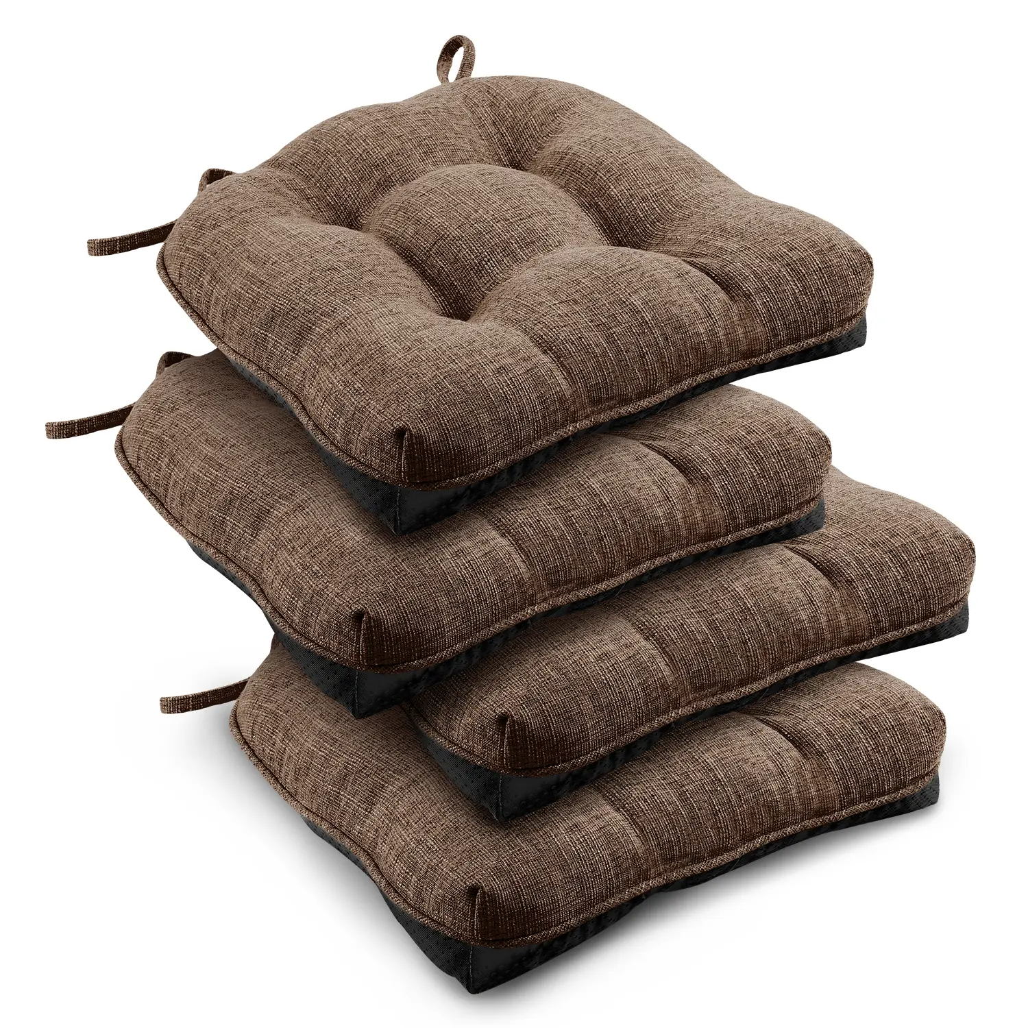 【Back to School】Downluxe Indoor Chair Cushions for Dining Chairs, Tufted Overstuffed Textured Memory Foam Kitchen Chair Pads with Ties and Non-Slip Backing, Perfect Home Decor 5.5" x 15.5" x 4",dorm essentials,home essentials