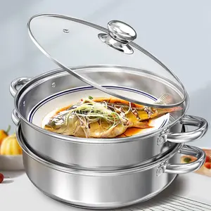 Stainless Steel Steamer, All Stainless Steel 2/3 Layer Thickened Durable Steamer, Easy To Wash Steamer, Kitchen Cookware for Home Use