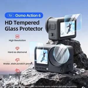 Osmo Action 6 Screen Tempered Glass Protector Cover HD Protection Film, Sports Camera Accessories, Camera Protective Accessories, High Clarity and Scratch Resistant, Durable and Shatterproof, Easy Installation, Precision Cut