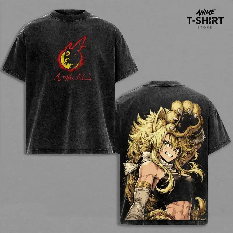 Akame , Mine, Esdeath;Leone- Akame ga Kill Vintage Washed Shirt Anime Graphic Tee Oversized Streetwear Manga Merch Gift for Anime Fans