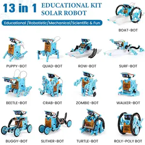 13-in-1 Solar Powered Robot Kit for Kids STEM STEAM Science Learning DIY Assembly Toy Educational Building Set Robot Car Animal Model Puzzle Gift for Boys Girls Age 8 Plus Creative Engineering Experiment Birthday Holiday Present block