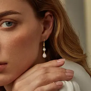 Chesky Pearl Earrings for Women Trendy : Flat Back Stud Earrings Freshwater Pearl Dangle Earrings Cute Bow Earrings Wedding Jewelry Birthday Gifts for Women Girls