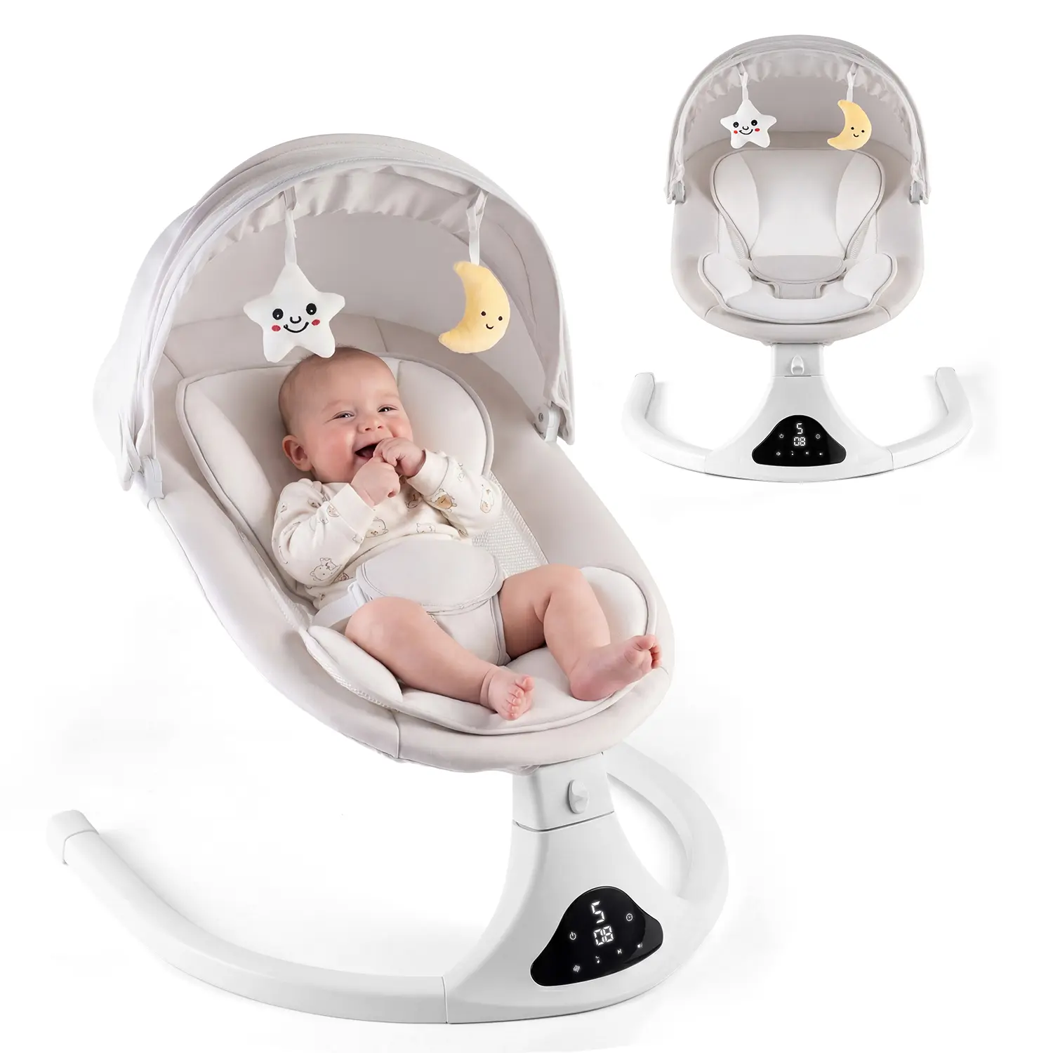 topborn Electric Baby Swing Rocking Chair (0-12 Months, 20lbs Max) - Baby Accessories, Metal Frame, Remote Control, Bluetooth Audio, 5 Natural Motion Speeds, Portable Infant Rocker, Detachable Washable Seat Pad, Plain Mesh Mosquito Net, Blue Gift