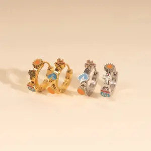 Route66 3D Huggie Hoop Earrings