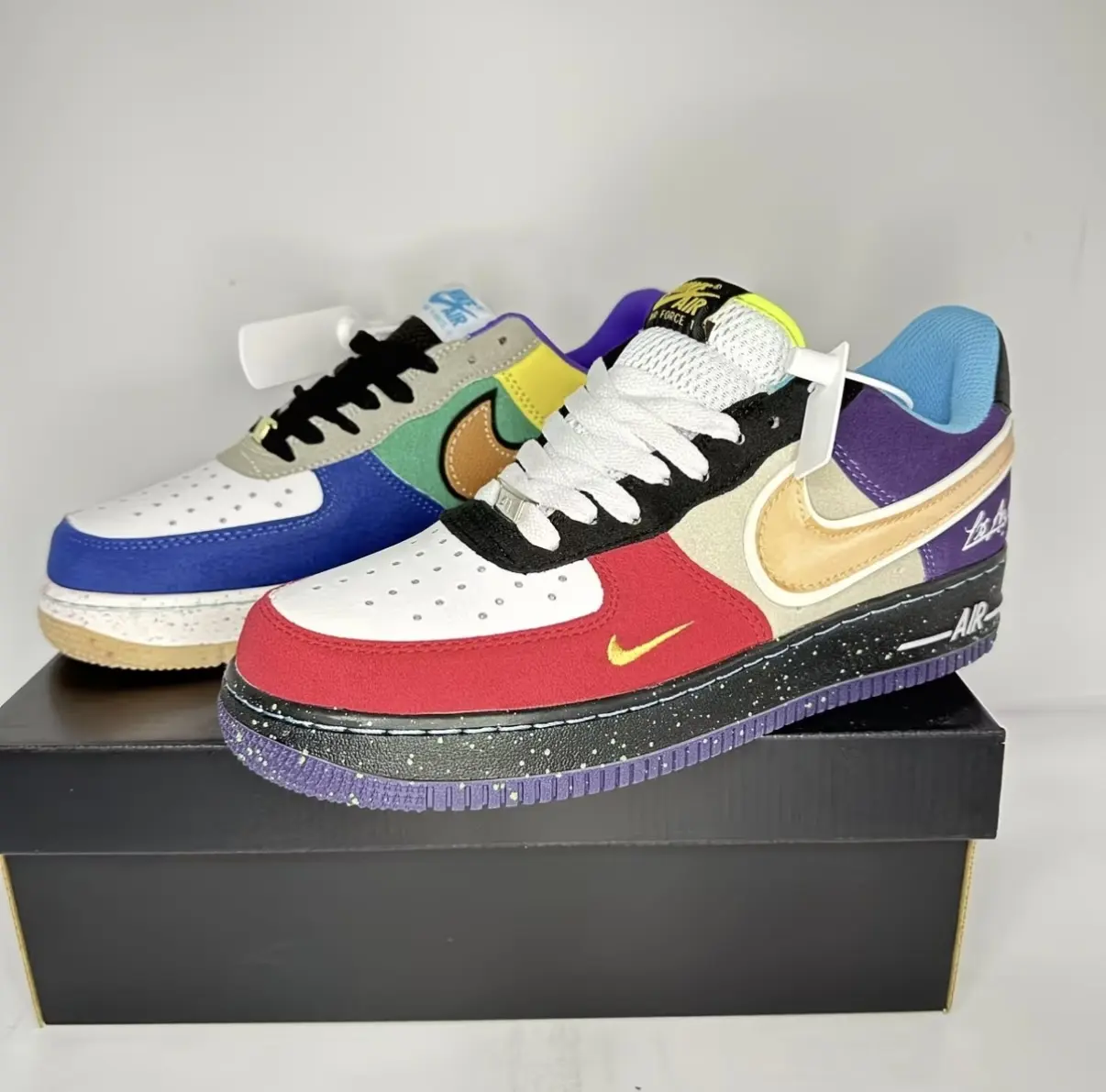 Multi Patchwork Color Block Leather Low Sneakers Vintage Speckled Rubber Sole All Day Cushioned Comfort