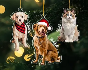Personalized Pet Picture Ornament, Custom Dog Photo Ornament, Dog Memorial Gift, Gift For Dog Owner, Gift For Pet Lovers, Cat Photo Ornament