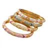 Women's Vintage Floral Enamel Bangle - Gold-Tone Cubic Zirconia Exquisite Fashion Jewelry Bracelet with Goldtone Glow, Lightweight Bling Wrist Stack Accessory for Party & Daily Wear, Ideal Gift