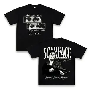Scarface Graphic Tee For Men Stylish Black Short Sleeve Crew Neck Summer T-Shirt Vintage Gangster Style Graphic Tee For Men Stylish Black Short Sleeve Crew Neck Summer T-Shirt 100%25 Cotton Movie Inspired Streetwear Top target bacon funny white old joke