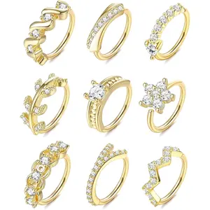 9Pcs 20G Stainless Steel Nose Rings Hoop for Women Men Paved CZ Cute Cartilage Helix Earrings Hoop Body Piercing for Nose Ear Gold Silver Plated - Home Improvement. Cubic Zirconia Jewelry
